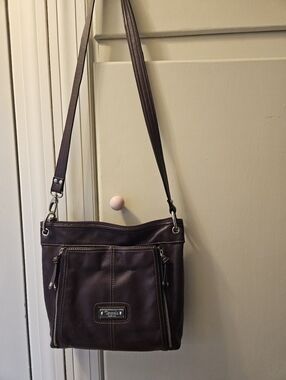 Tignanello Purple Plum Leather  Leather Crossbody Purse Bag